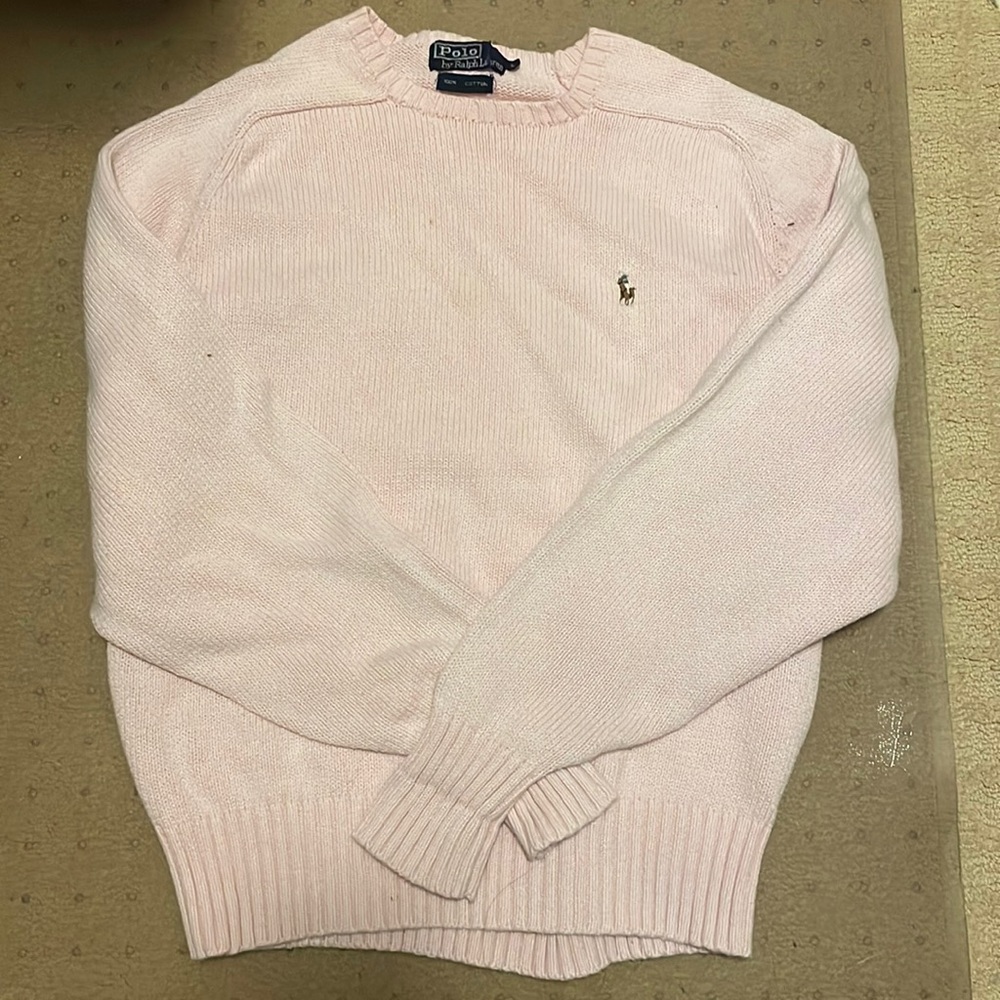 Polo by Ralph Lauren light pink 100% cotton sweater w a small Ralph Lauren logo